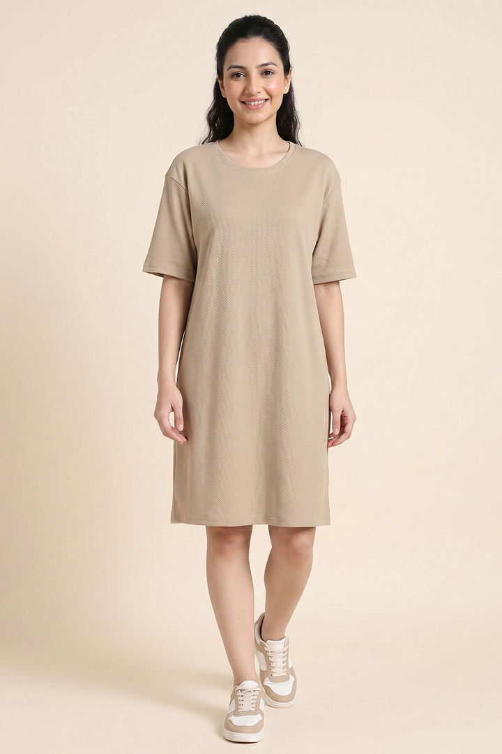 Zivame 2 Mile Fashion Knit Cotton Lifewear Dress - Oyster Gray — image 2
